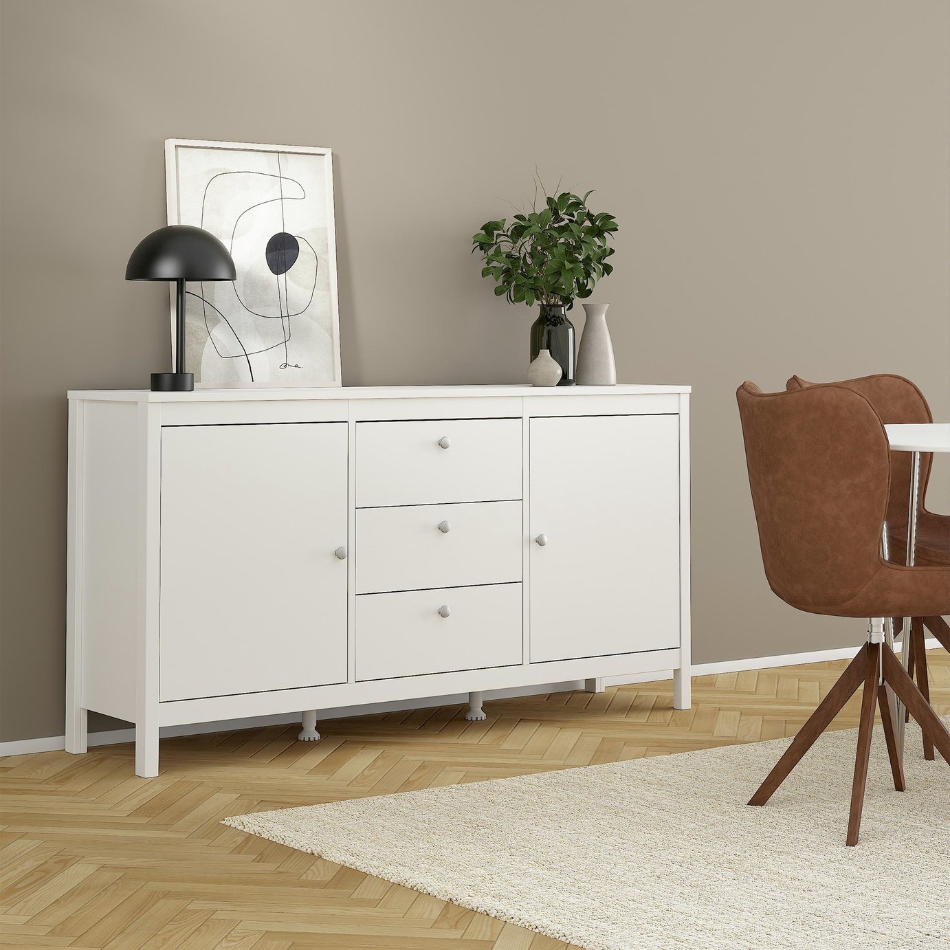 Tvilum Madrid 2 Door 3 Drawer Sideboard - White
