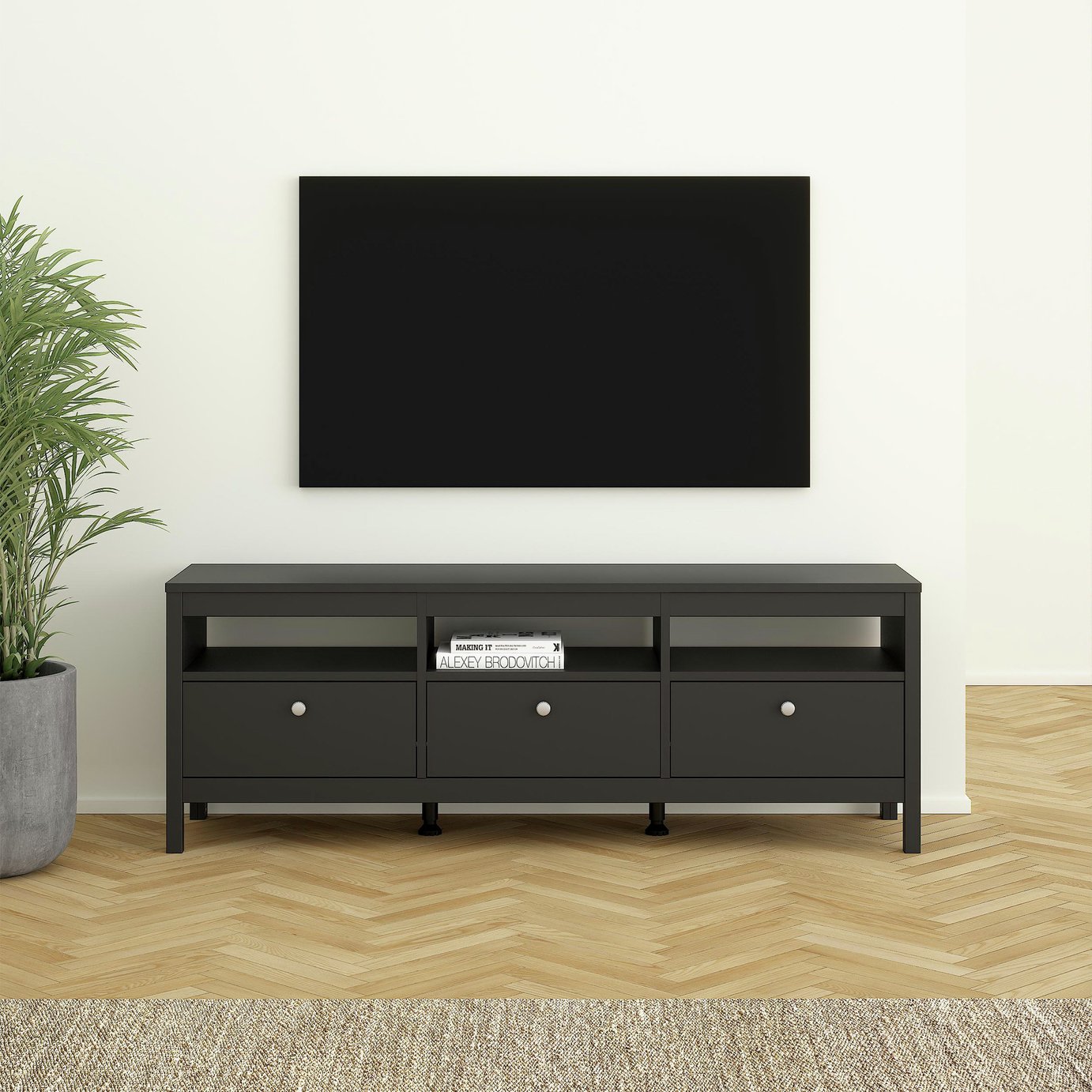 Tvilum Madrid 3 Drawer TV Unit - Black