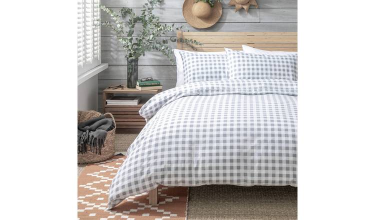 Habitat Gingham Grey Bedding Set - King size