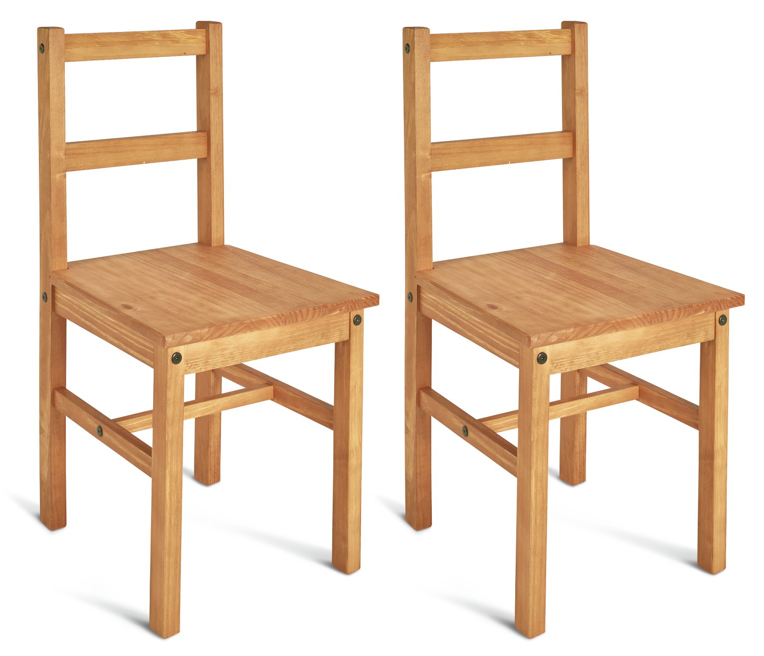 Argos Home Raye Pair of Solid Wood Dining Chairs - Pine