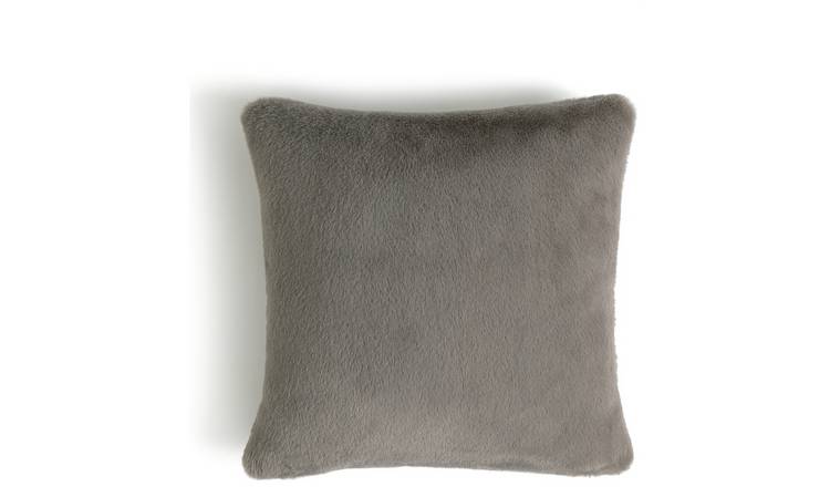 Habitat Plain Faux Fur Cushion - Dove Grey - 43X43cm