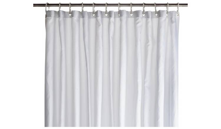 Buy Argos Home Shower Curtain with Anti Bacterial Finish - White ...