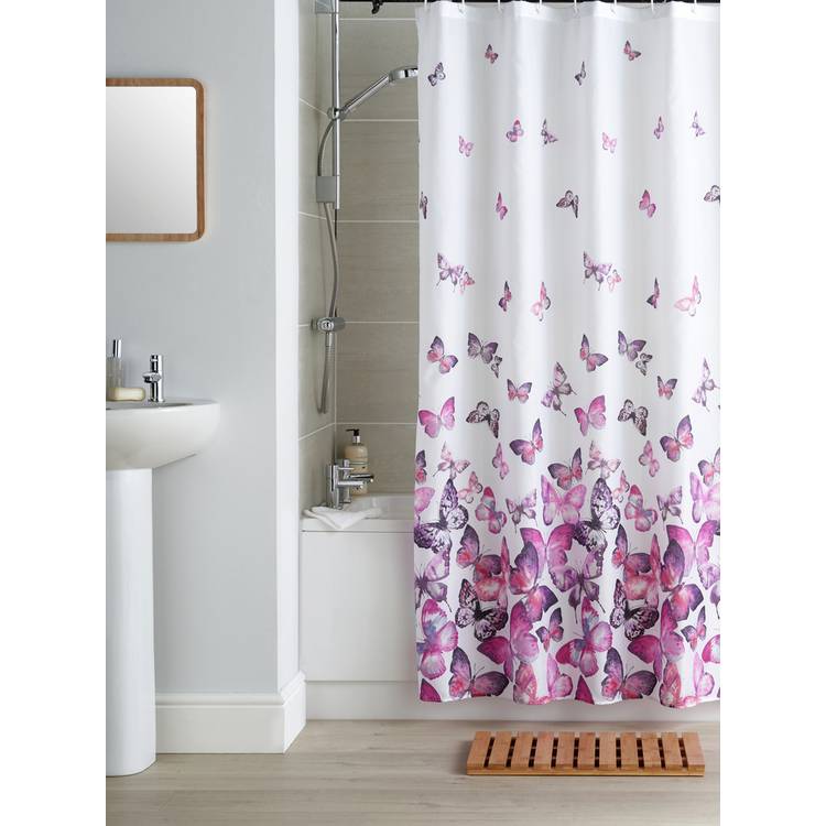 Argos Home Butterflies Shower Curtain - Pink 0