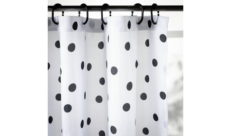 Argos Home Monochrome Spot Shower Curtain - Black & White