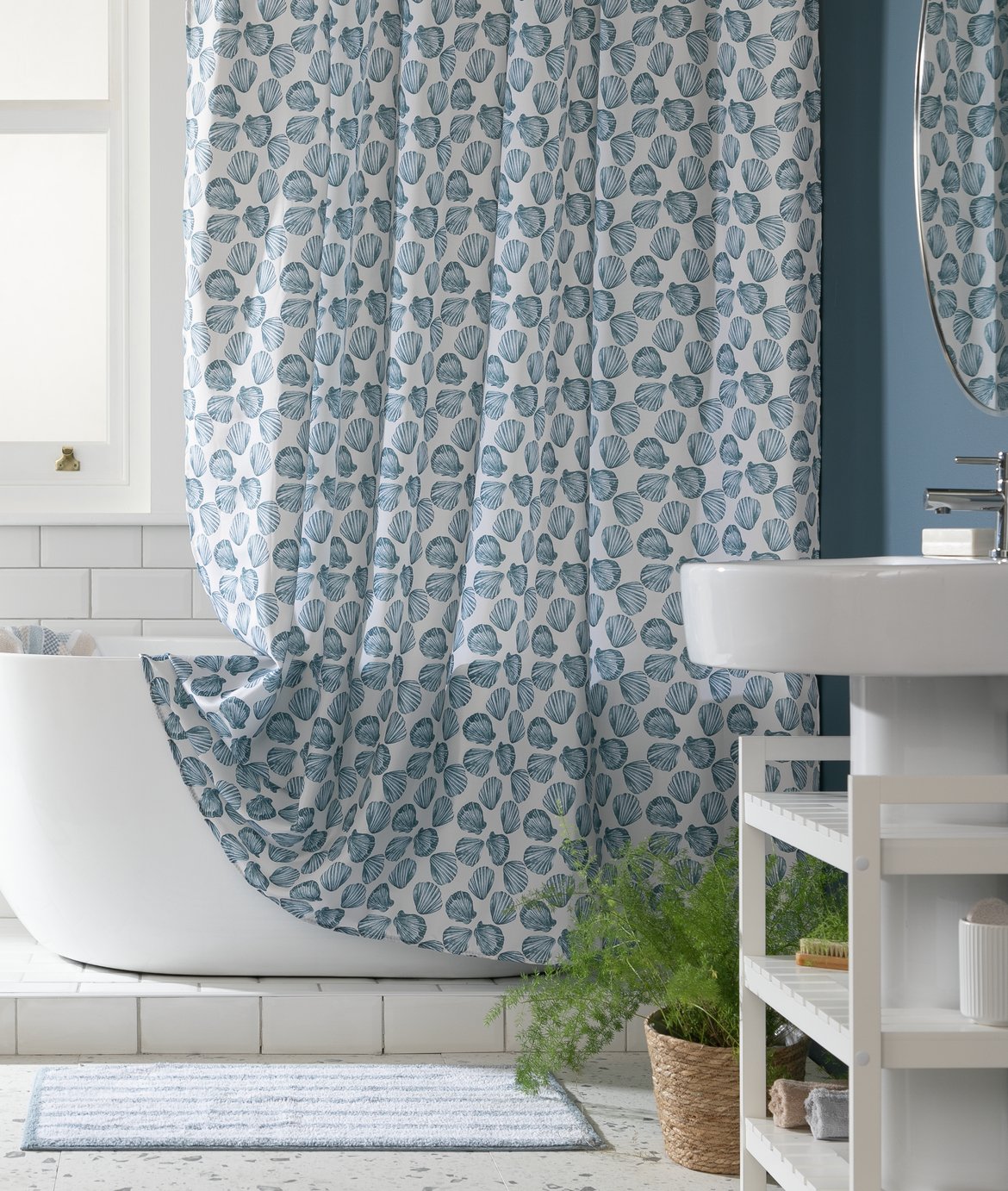 Argos Home Shell Shower Curtain - Blue