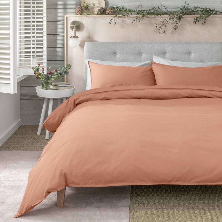 Habitat Cotton Linen Look Cinnamon Bedding Set - Double 0