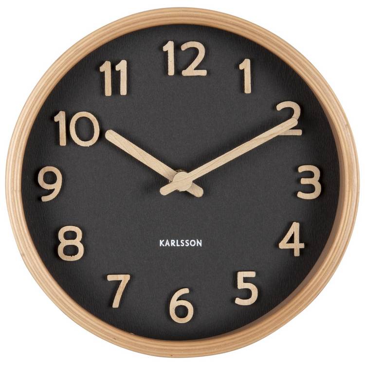 Karlsson Pure Wood Table & Mantel Analogue Clock - Black 0