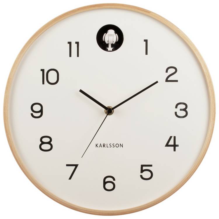 Karlsson Natural Cuckoo Analogue Wall Clock - Birch White 0