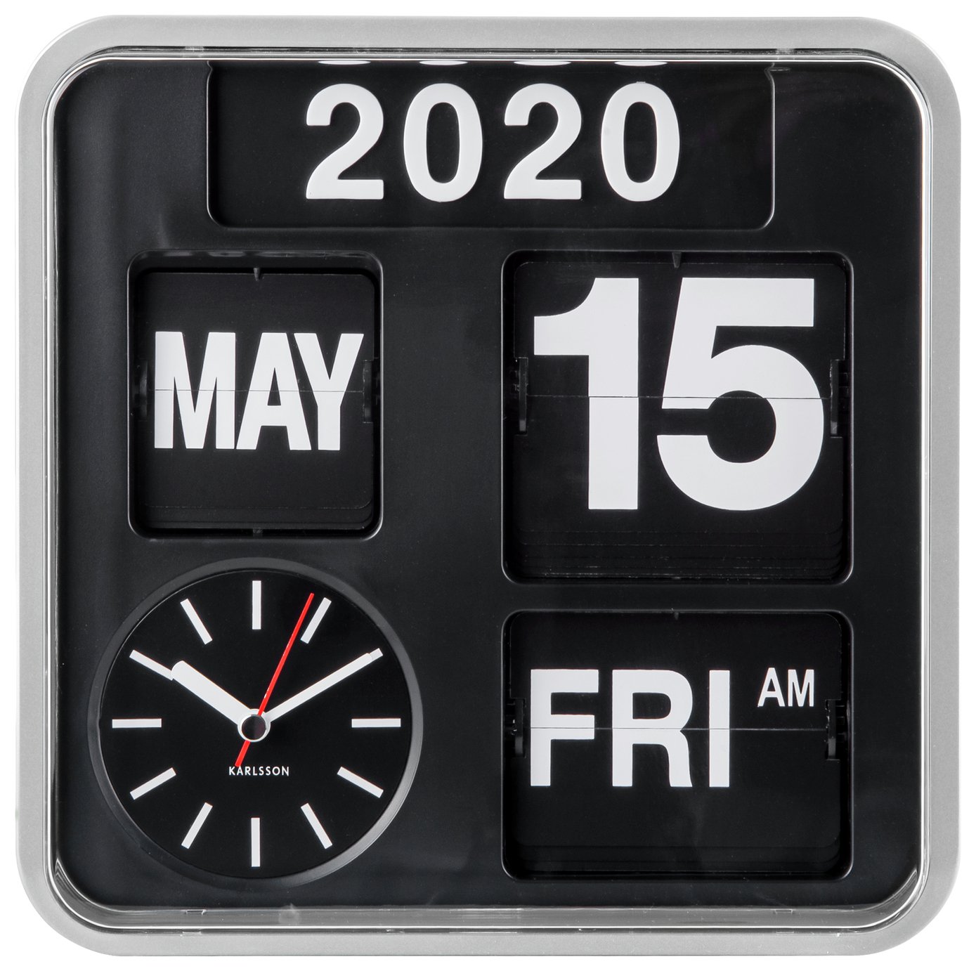 Karlsson Mini Flip Wall Clock - Black & Silver