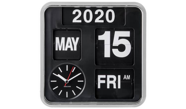 Karlsson Mini Flip Wall Clock - Black & Silver