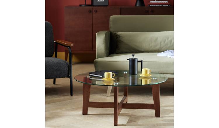 Round glass deals coffee table argos