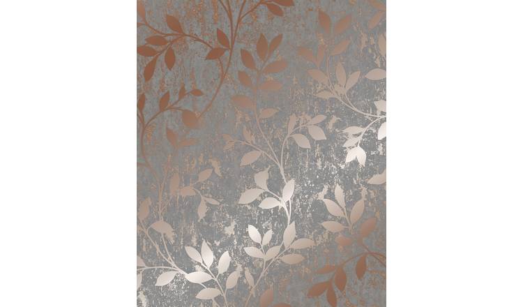 I Love Wallpaper Milan Metallic Wallpaper Grey Rose Gold