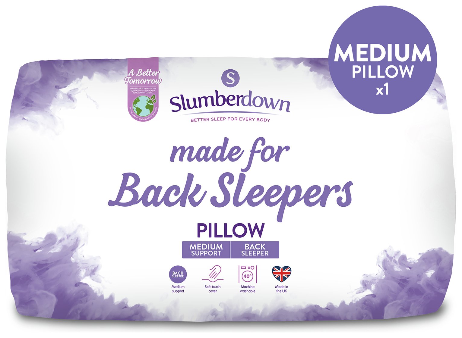 SlumberDown Medium Support Back Sleeper Pillow