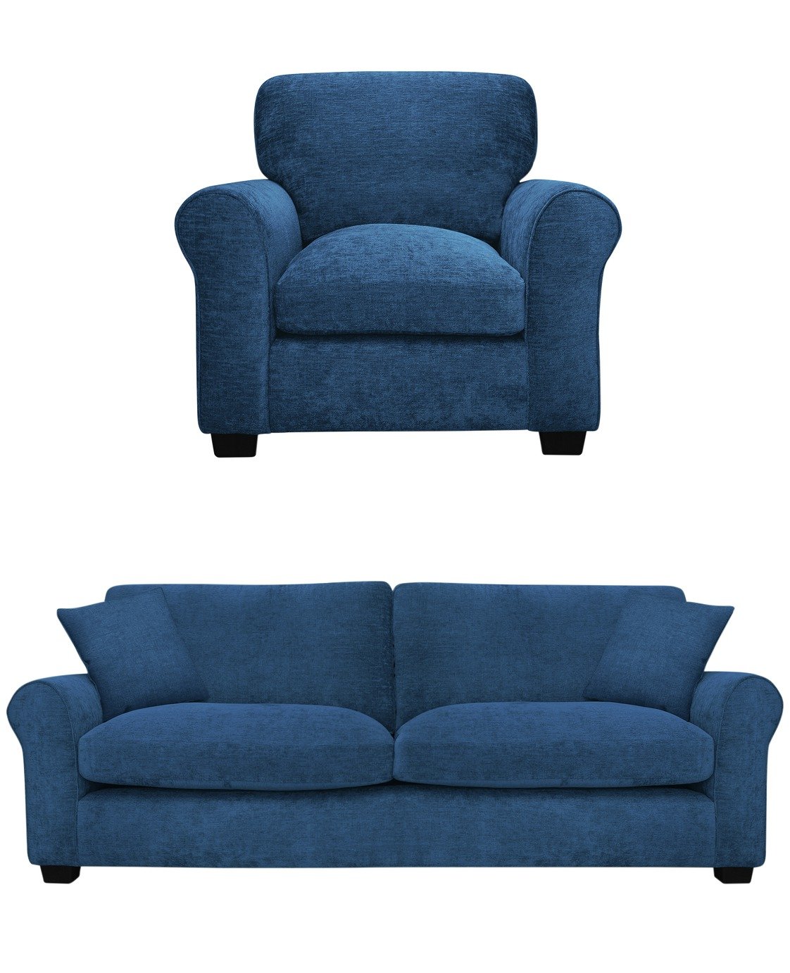 Argos Home Taylor Fabric Chair & 3 Seater Sofa - Blue