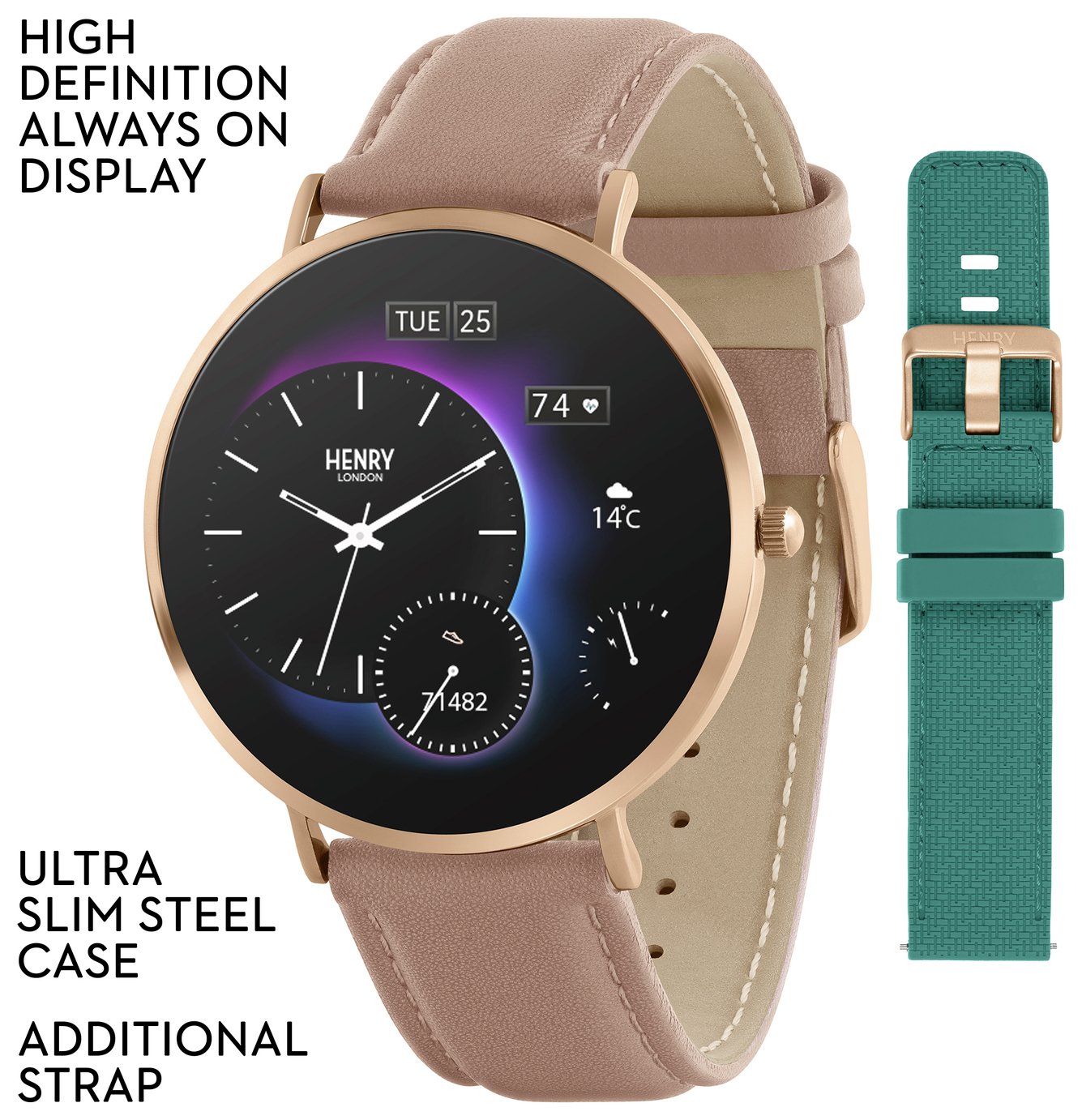 Henry London HD Ultra Slim Pink and Teal Smart Watch Set