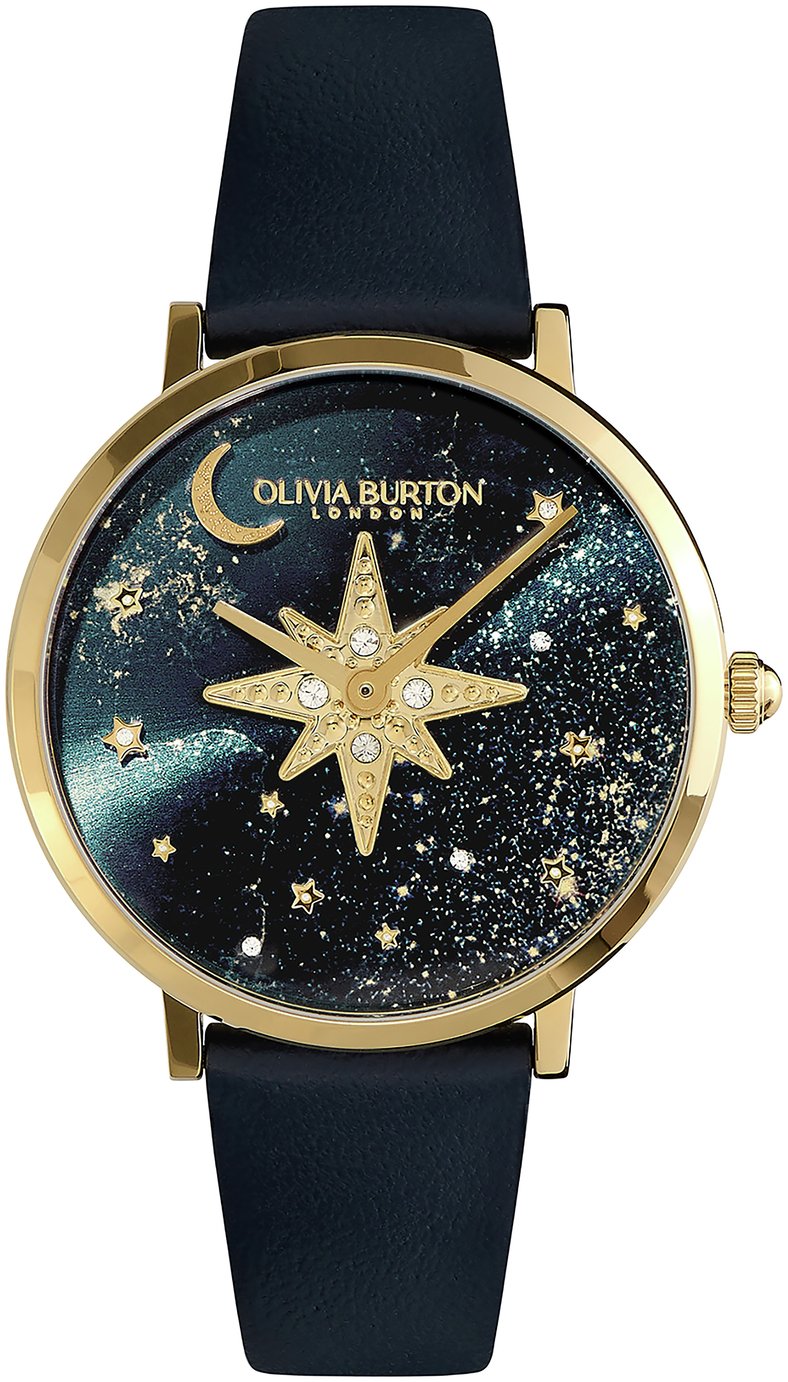 Olivia Burton Sapphire Blue Leather Strap Watch
