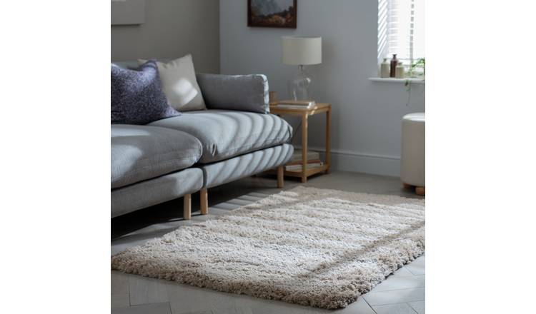 Habitat Airmaster Plain Sand Shaggy Rug - 170x120cm