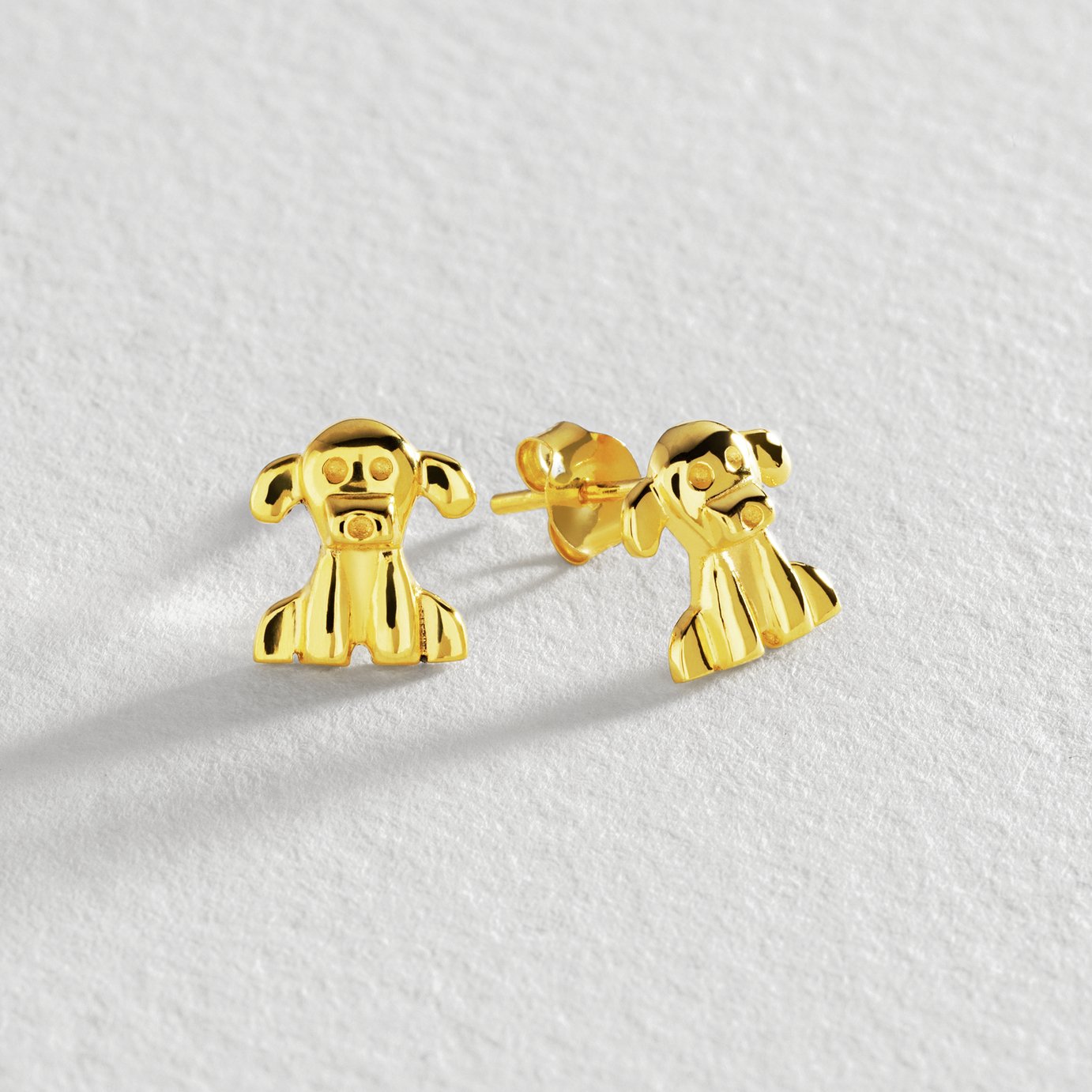 Revere Gold Plated Sterling Silver Puppy Stud Earrings