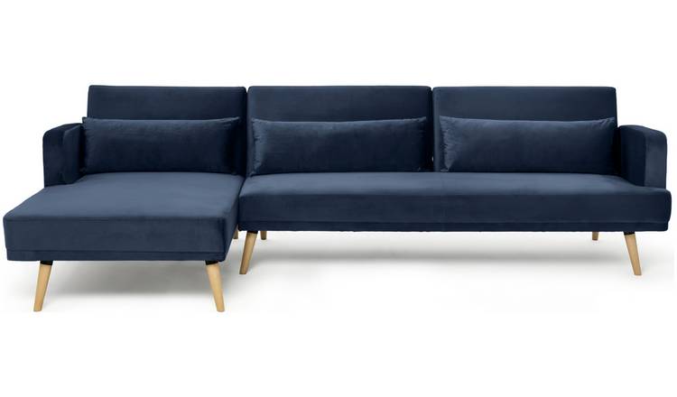 Buy Habitat Andy Velvet Left Hand Corner Sofa Bed Navy Argos