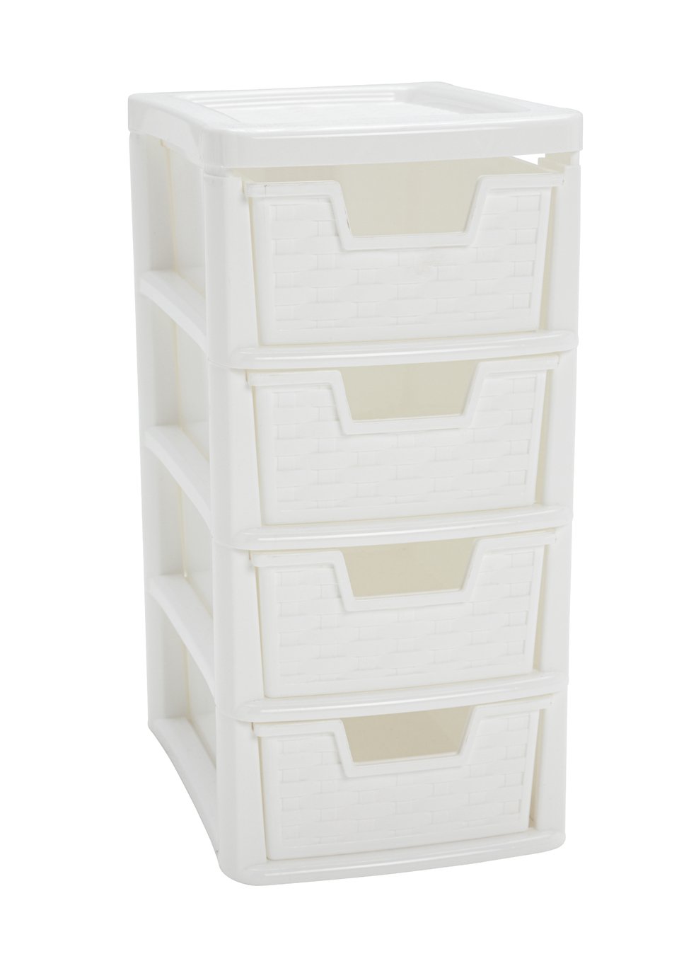 Argos Home Rattan 4 Drawer Small Storage Tower - White