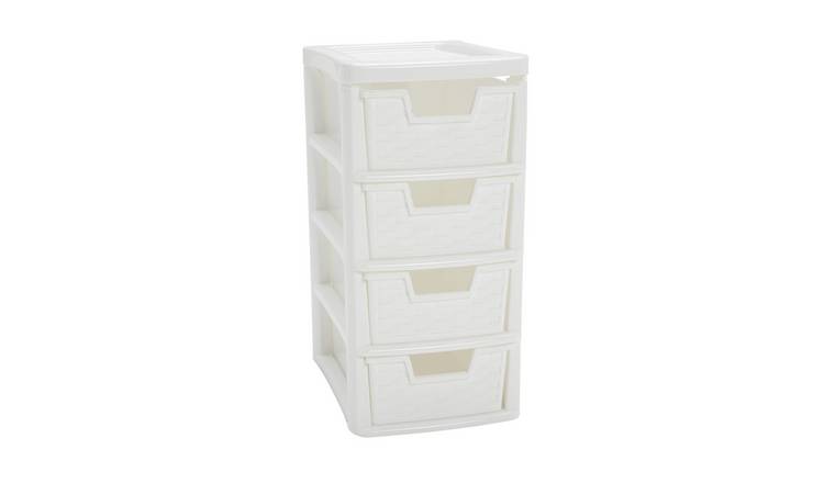 Buy Argos Home Rattan 4 Drawer Small Storage Tower White Plastic Storage Boxes And Drawers