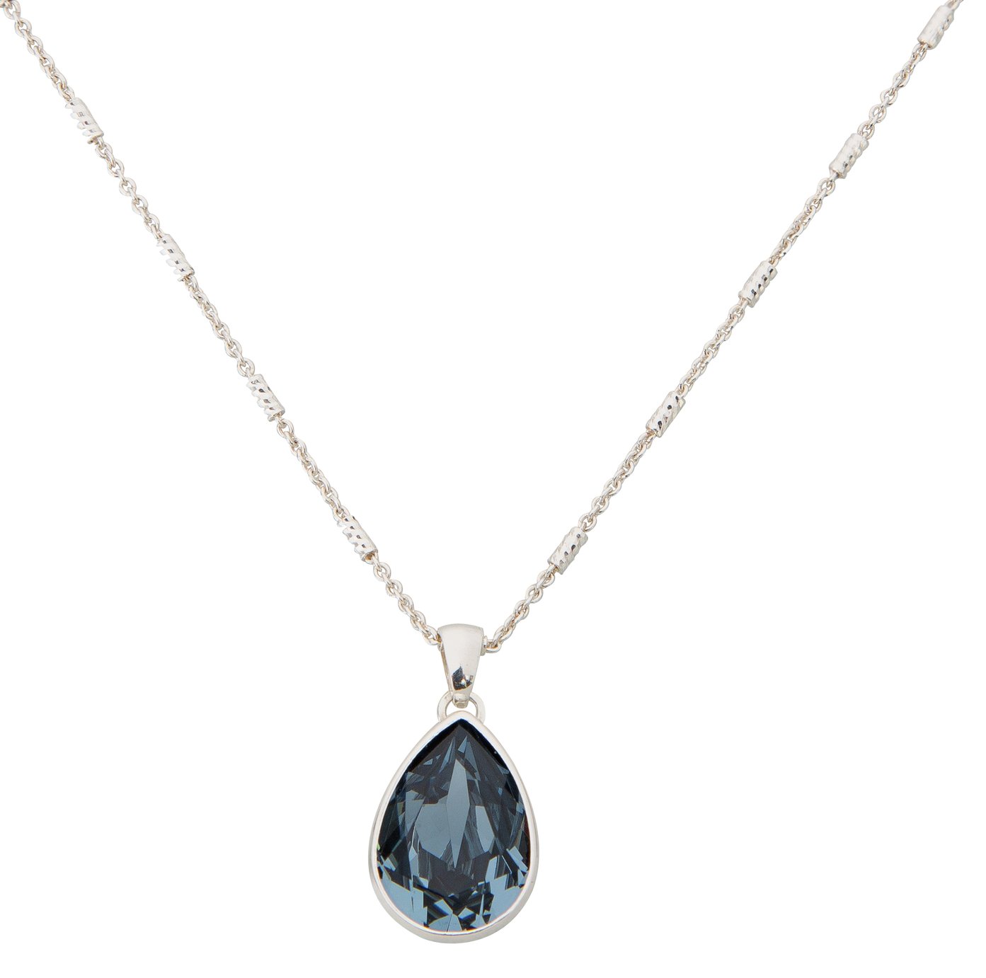 Revere Sterling Silver Blue Swarovski Crystal Drop Pendant