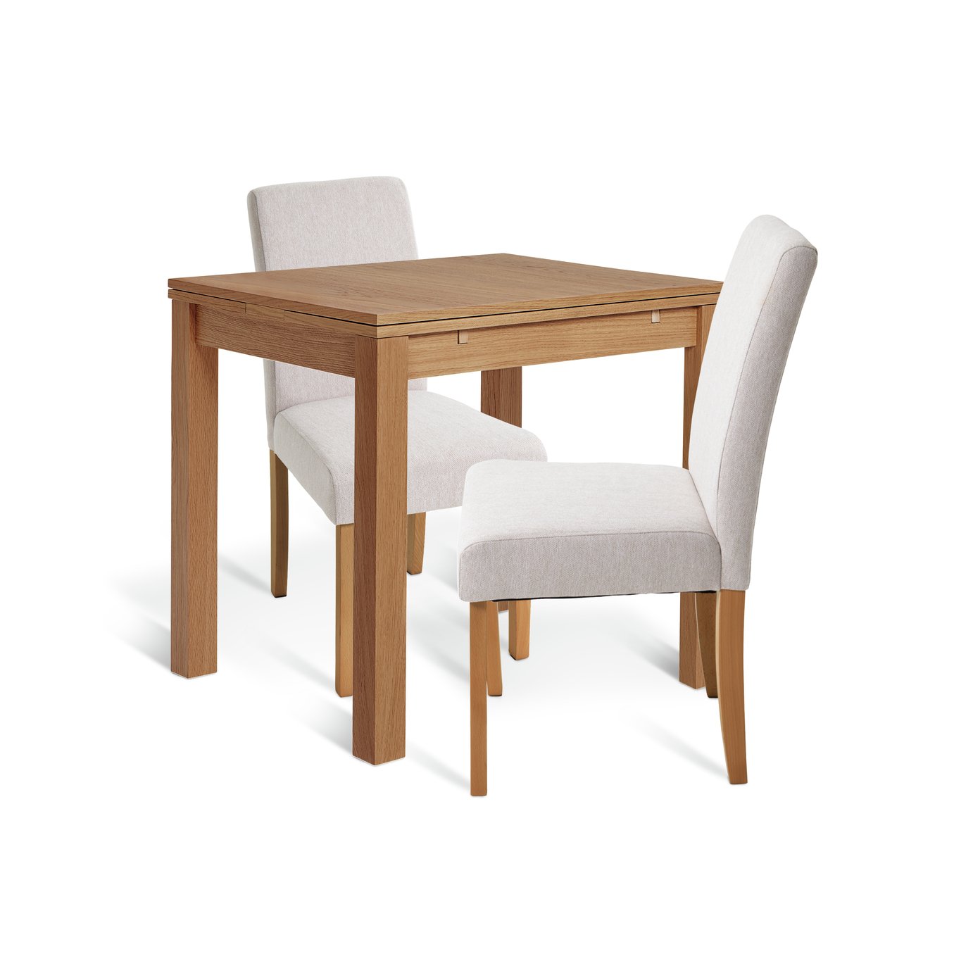 Habitat Clifton Wood Dining Table & 2 Cream Chairs