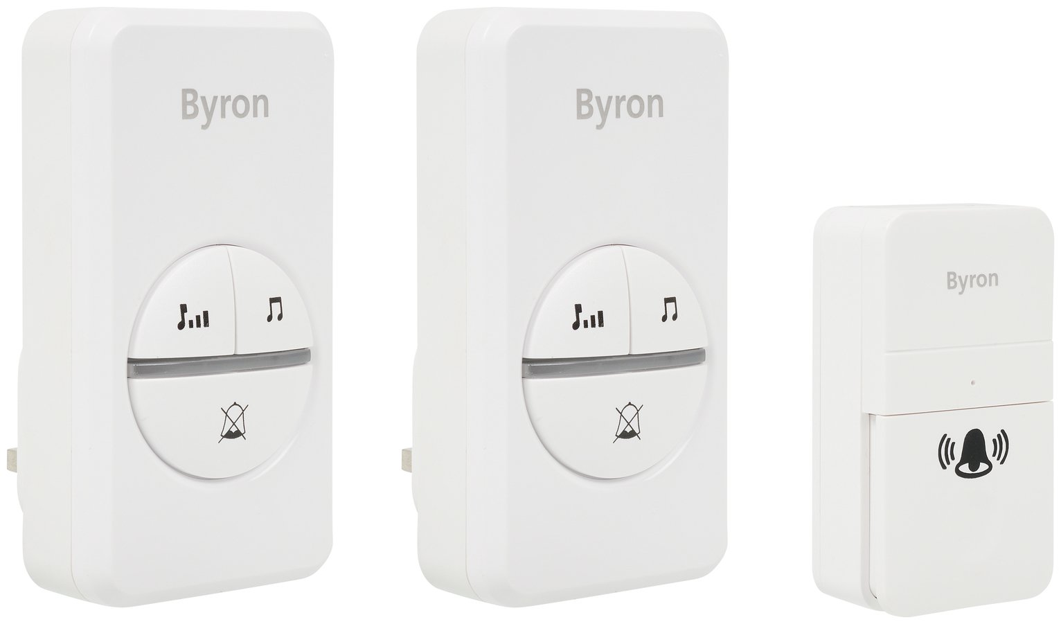 Byron DBY-23445BS 100m Plug-In Doorbell - Twin, White
