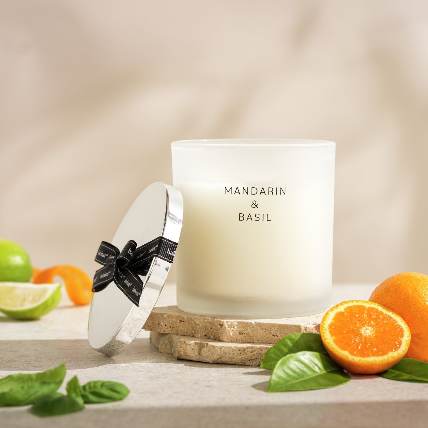 Habitat Large Candle with Lid - Mandarin & Basil