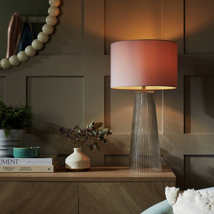 Argos Home Blush Pink Easy Fit Drum Lampshade - 30cm 0