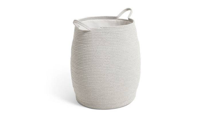 Buy Habitat 68 Litre Laundry Hamper Rope White and Grey