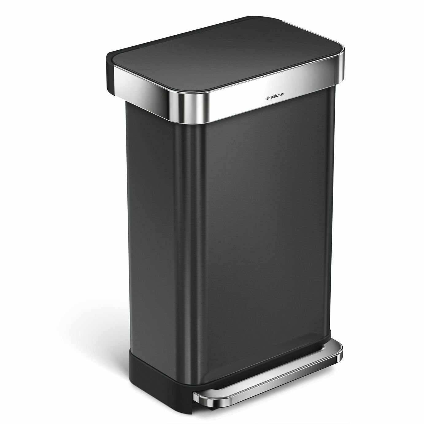 simplehuman Stainless Steel 45 Litre Pocketed Bin - Black