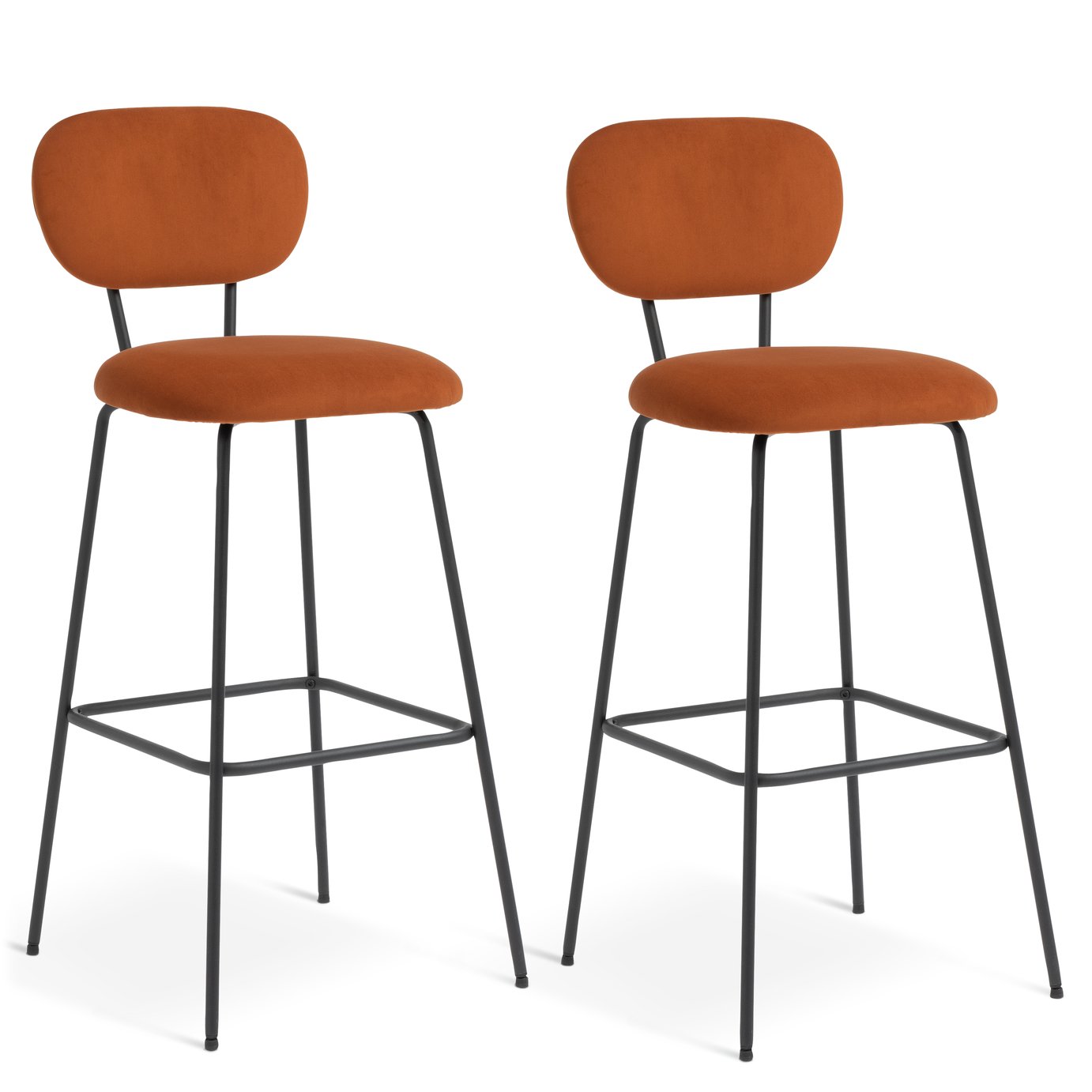 Habitat Ariana Pair of Velvet Bar Stools - Copper