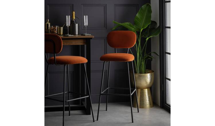 Buy Habitat Ariana Pair of Velvet Bar Stools Copper Bar stools