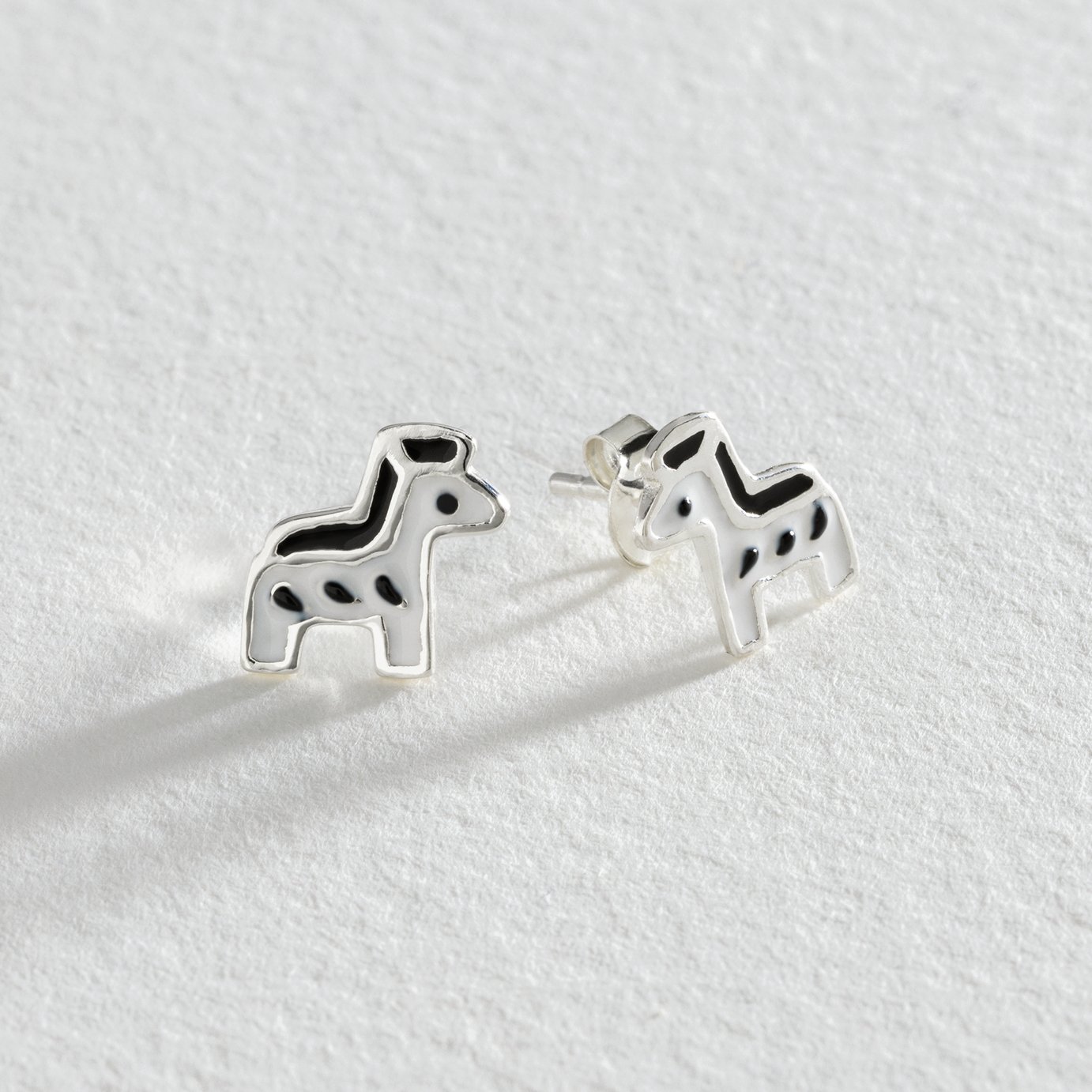 Revere Sterling Silver Enamel Zebra Stud Earrings