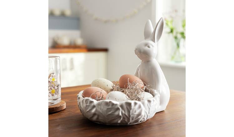 Fall Leaf Candy Trinket Dish Sleeping Bunny Ceramic Bunny Needs Painting  DYI
