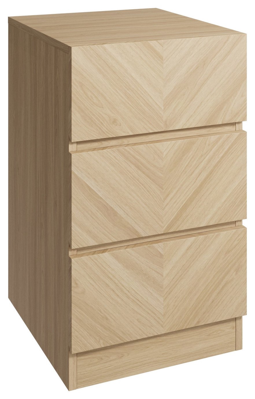 GFW Catania 3 Drawer Bedside Table - Oak