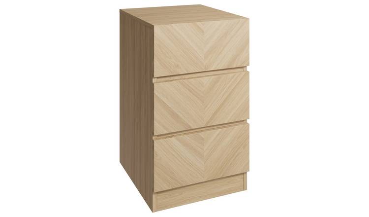 GFW Catania 3 Drawer Bedside Table - Oak