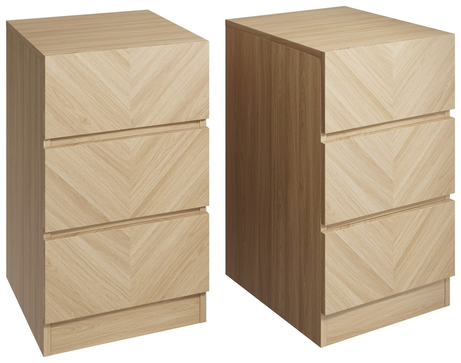 GFW Catania 3 Drawer 2 Bedside Table - Oak