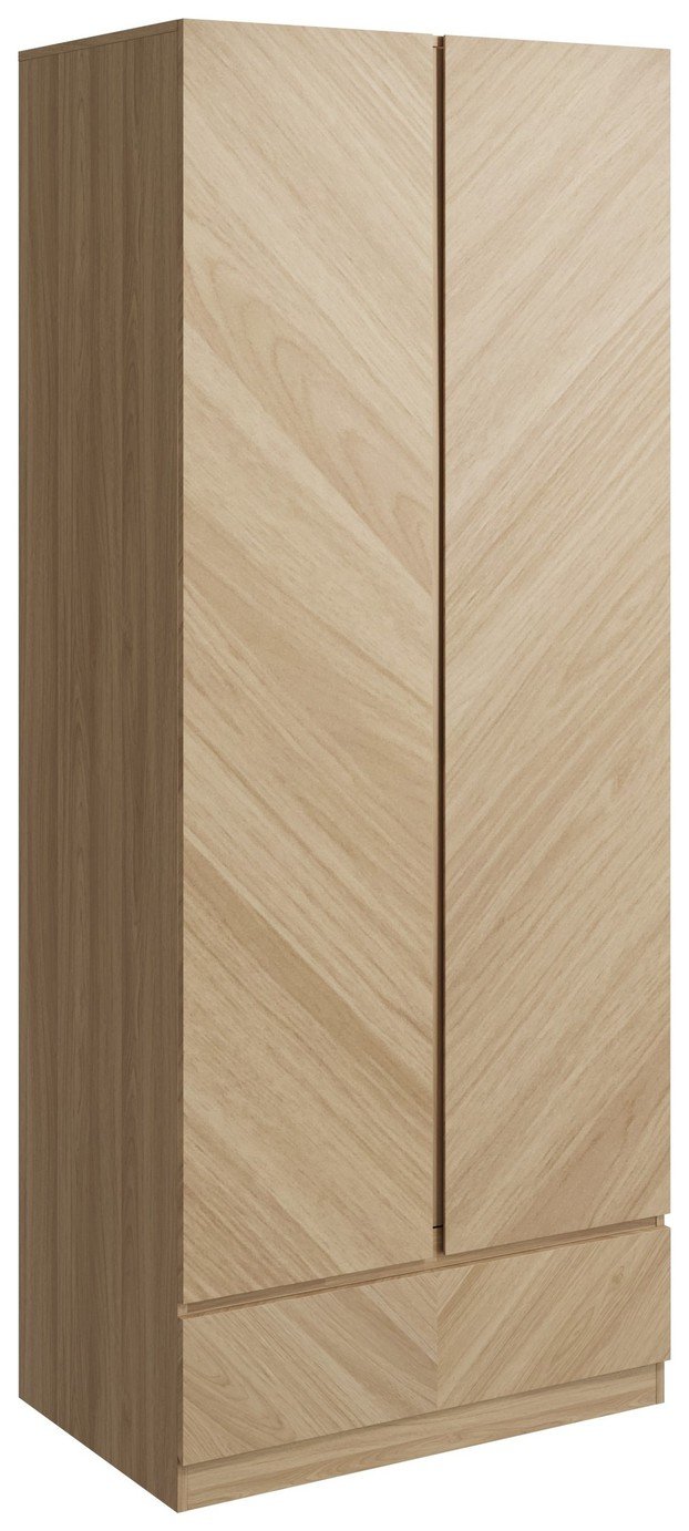 GFW Catania 2 Door 1 Drawer Wardrobe - Oak