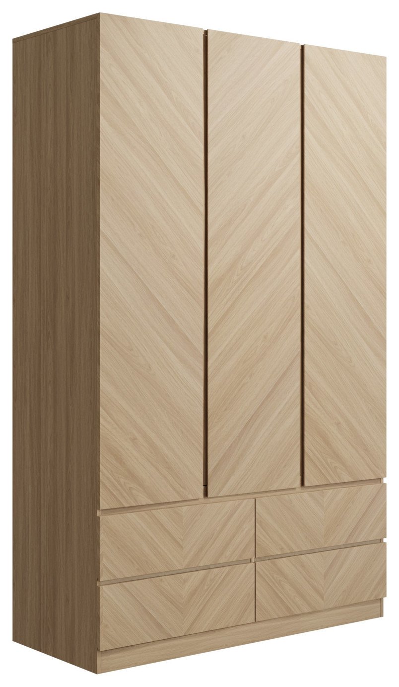 GFW Catania 3 Door 4 Drawer Wardrobe - Oak
