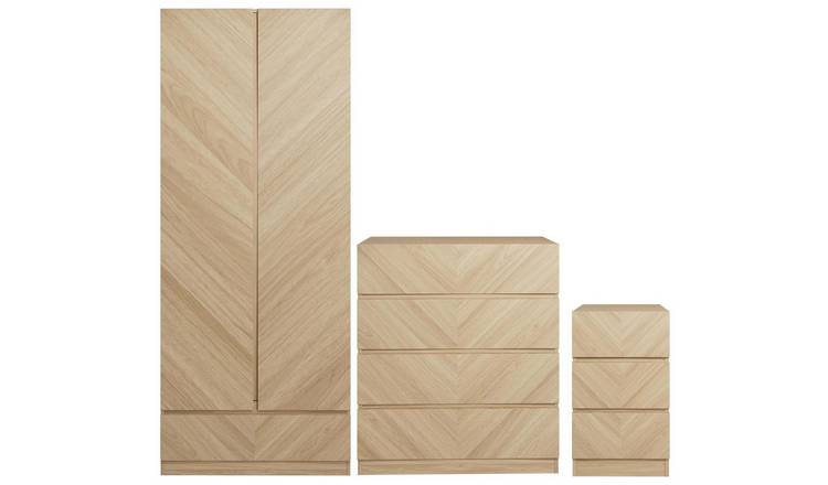 GFW Catania 3 Piece 2 Door Wardrobe Set - Oak