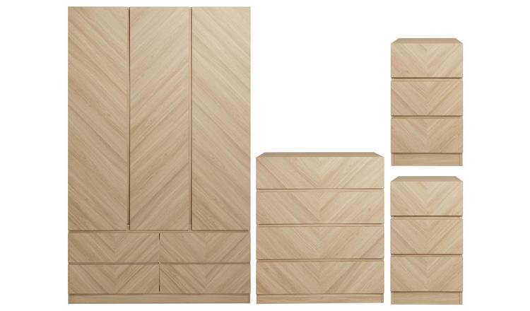 GFW Catania 4 Piece 3 Door Wardrobe Set - Oak