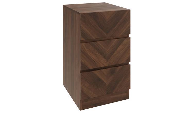 GFW Catania 3 Drawer Bedside Table - Walnut