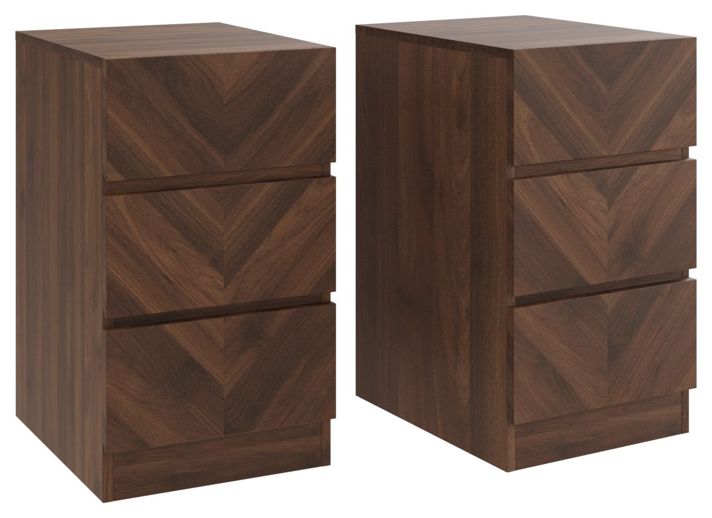 GFW Catania 3 Drawer 2 Bedside Table -Walnut