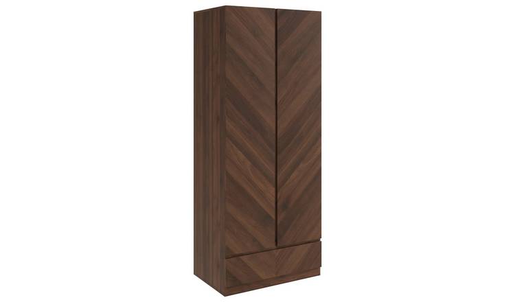 GFW Catania 2 Door 1 Drawer Wardrobe - Walnut