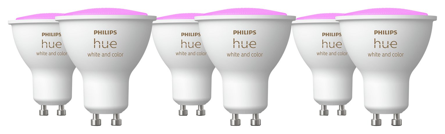 Philips Hue White and Colour 4.3W GU10 Smart LED 6 Pack