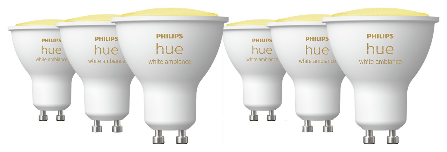 Philips Hue White Ambiance 4.3W GU10 Smart LED 6 Pack