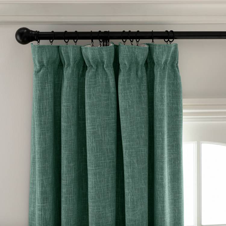 Habitat Linen Look Blackout Pencil Pleat Curtains - Green 0