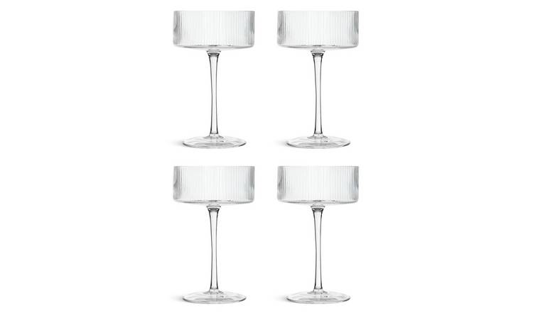 Habitat Ribbed Set of 4 Champagne Coupe Glasses